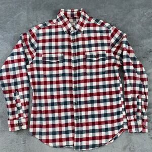 Merona‎ Plaid Flannel Button Up Shirt Long Sleeve Casual Men's M Preppy Holiday